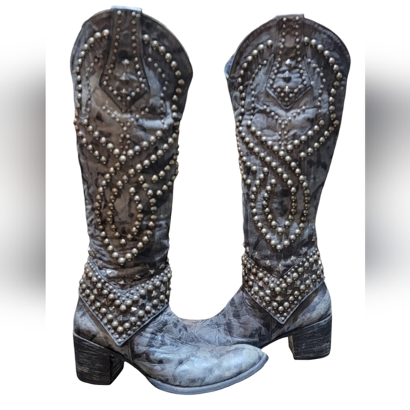 OLD GRINGO Tall Leather Studded Boots - Size 9 - Picture 2 of 7